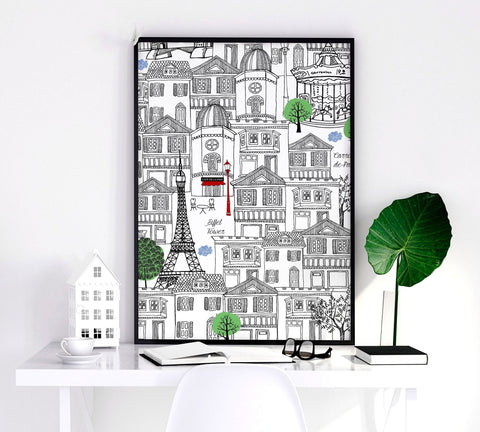 Paris France wall art Travel posters | Set of 2 wall art, Black and White Version