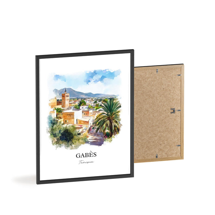 Gabès Tunisia Wall Art, Gabes Tunisia Print, Tunisia Watercolor Art, Kabes Gift, Travel Print, Travel Poster, Housewarming Gift