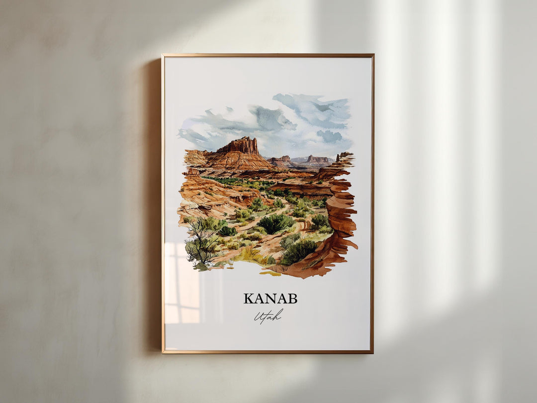 Kanab Utah Wall Art, Kane County Print, Utah Watercolor Art, Kanab Utah Gift, Travel Print, Travel Poster, Housewarming Gift