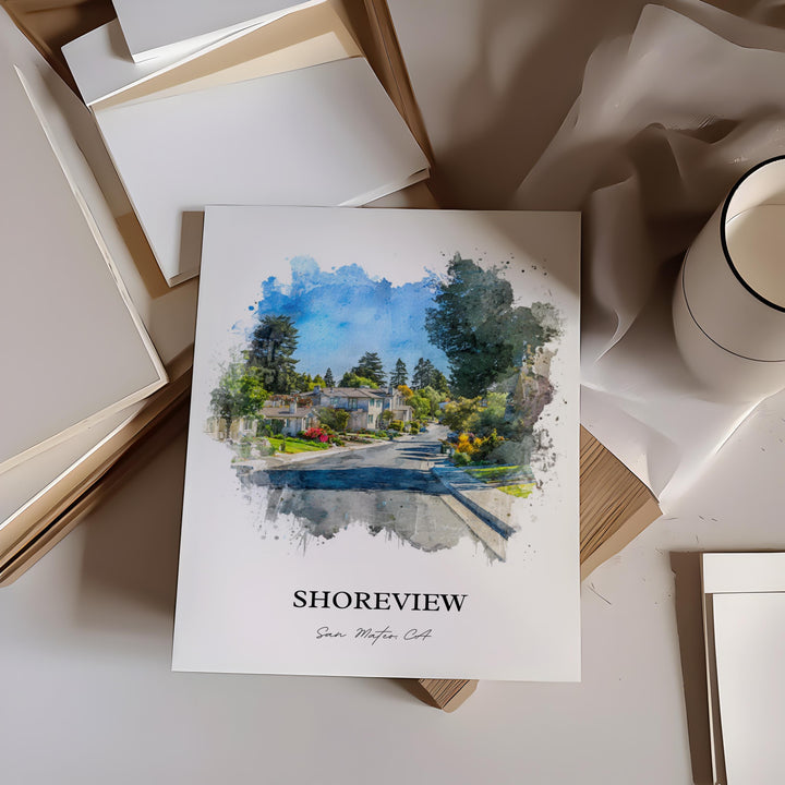 Shoreview, California – Watercolor Art Print