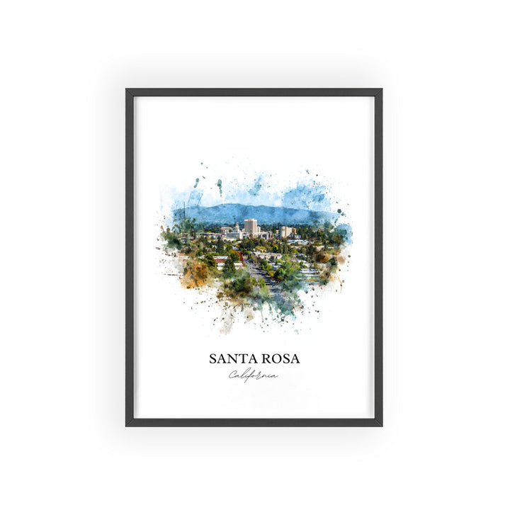 Santa Rosa, California – Watercolor Art Print