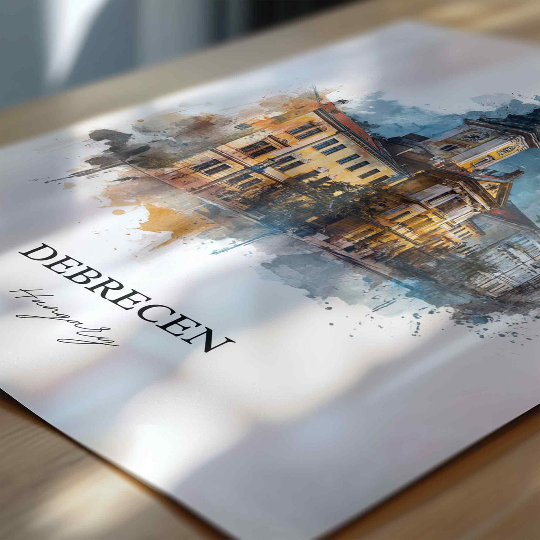 Debrecen, Hungary – Watercolor Art Print