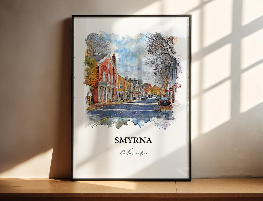 Smyrna DE Wall Art, Dover Delaware Print, Delaware Watercolor Art, Smyrna DE Gift, Travel Print, Travel Poster, Housewarming Gift