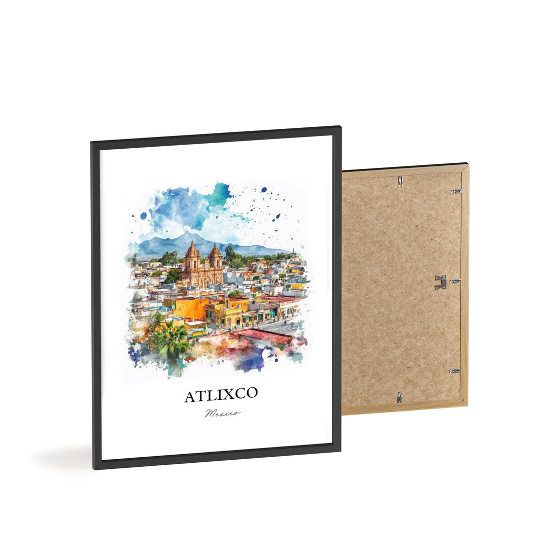 Atlixco Mexico Wall Art, Popocatépetl Volcano Print, Mexico Watercolor, Atlixco Mexico Gift, Travel Print, Travel Poster, Housewarming Gift