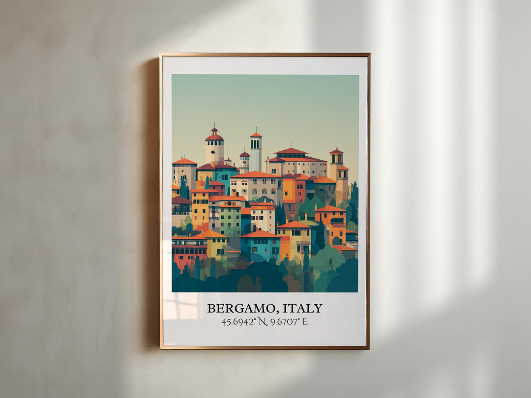 Bergamo Italy Art, Bergamo Retro Travel Art, Bergamo Home Decor, Bergamo Italy Gift, Italy Travel Art, Travel Prints, Housewarming Gift
