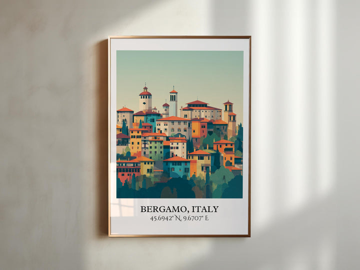 Bergamo Italy Art, Bergamo Retro Travel Art, Bergamo Home Decor, Bergamo Italy Gift, Italy Travel Art, Travel Prints, Housewarming Gift