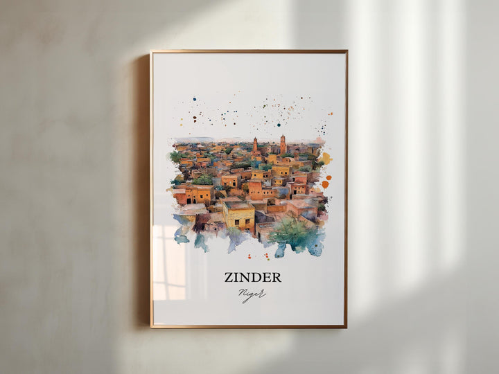 Zinder Niger Wall Art, Niamey Print, Niger Watercolor Art, Zinder Niger Gift, Travel Print, Travel Poster, Housewarming Gift