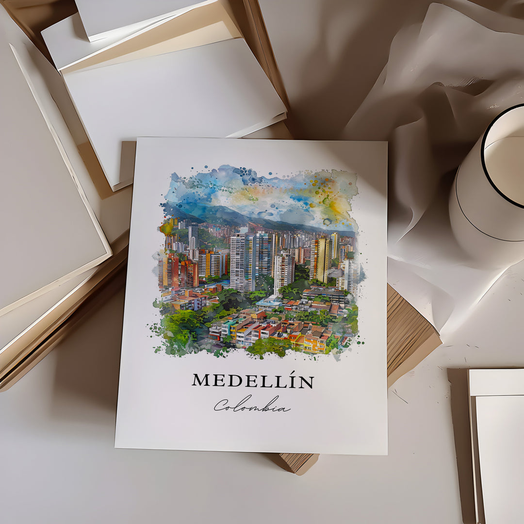 Medellin Colombia Wall Art, Medellin Colombia Print, Medellin Watercolor, Colombia Gift,