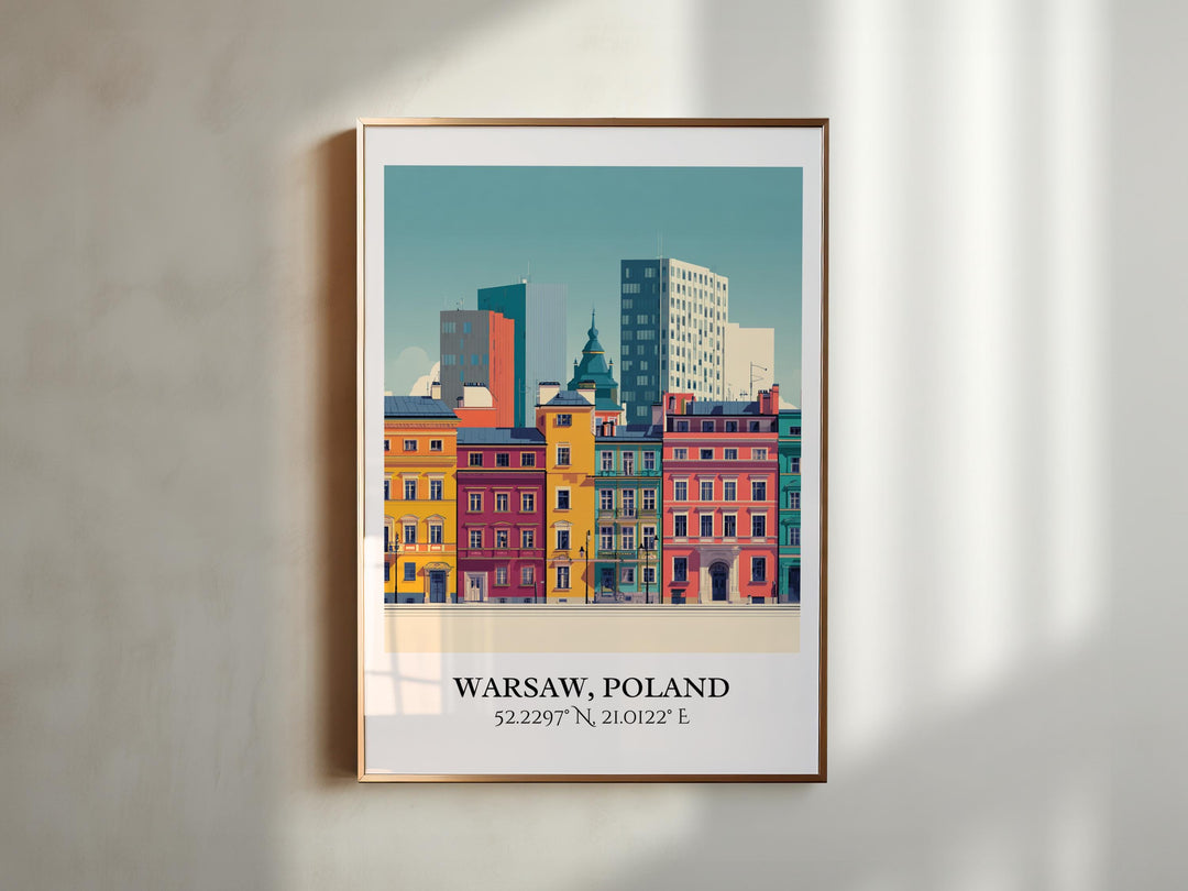 Warsaw Art, Warsaw Retro Travel Art, Warsaw Home Decor, Warsaw Gift, Warsaw Poland Travel Art, Travel Prints, Housewarming Gift