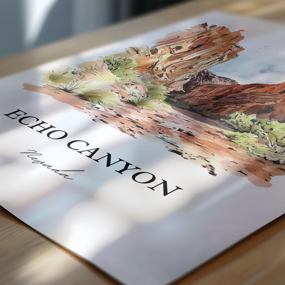 Echo Canyon NV Wall Art, Lincoln County Print, Echo Canyon Watercolor Art, Echo Canyon Gift, Travel Print, Travel Poster, Housewarming Gift