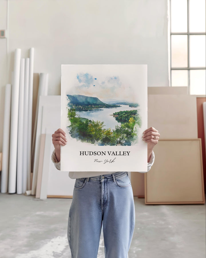 Hudson Valley Wall Art, Hudson River Print, Nyack NY Watercolor Art, Hudson Valley NY Gift, Travel Print, Travel Poster, Housewarming Gift