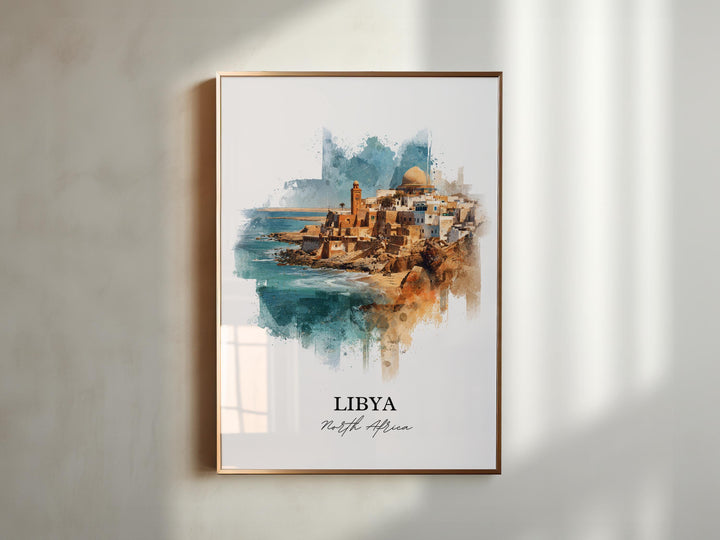 Libya Wall Art, Libya Print, Libya Watercolor Art, Northern Africa Gift, Travel Print, Travel Poster, Housewarming Gift