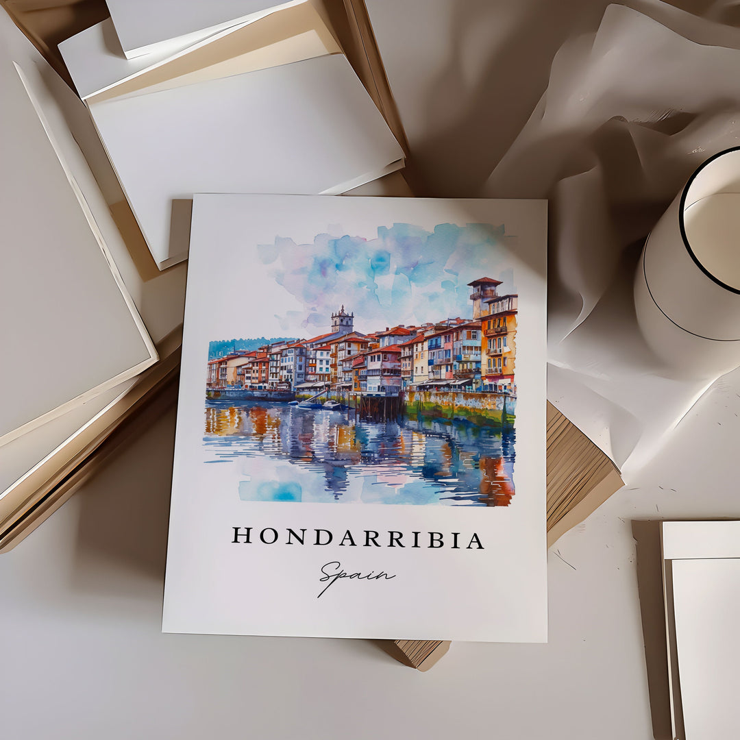 Hondarribia Spain wall art - Spain, Hondarribia print, Hondarribia Espana Wedding gift, Birthday present, Custom Text, Perfect Gift