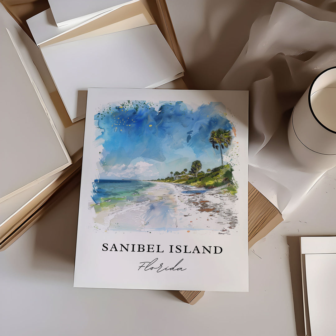 Sanibel Island Wall Art, Sanibel Island Print, Sanibel Isl Watercolor, Sanibel Island Gift,