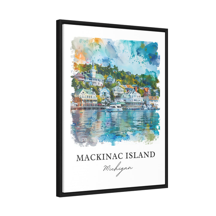 Mackinac Island Wall Art, Mackinac MI Print, Lake Huron Watercolor, Mackinac Island Gift, Travel Poster, Housewarming Gift