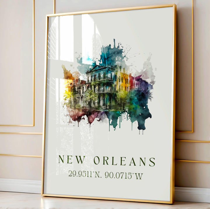New Orleans wall art - Louisiana, New Orleans poster, New Orleans Wedding gift, Birthday present, Custom Text, Personalised Gift