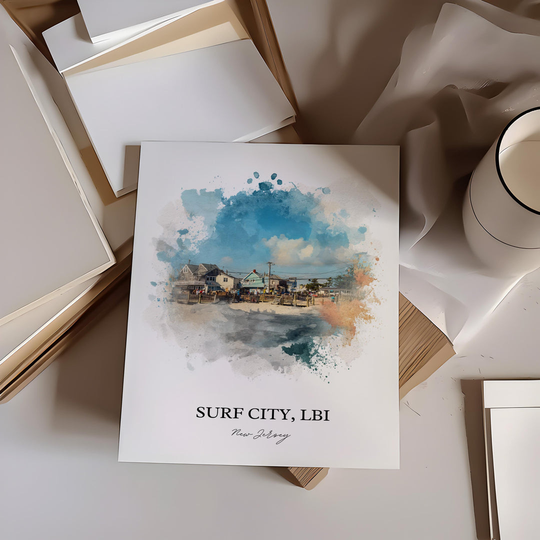Surf City, NJ – Watercolor Art Print