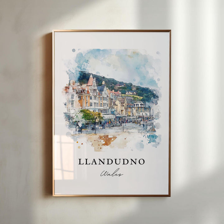 Llandudno Wall Art, Llandudno Wales Print, Llandudno Town Watercolor Art, North Wales Gift,