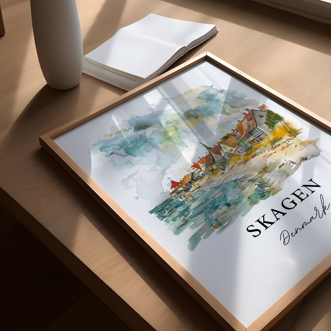 Skagen Denmark Wall Art, Skagen Vendsyssel Print, Skagen Watercolor, Skagen Denmark Gift,