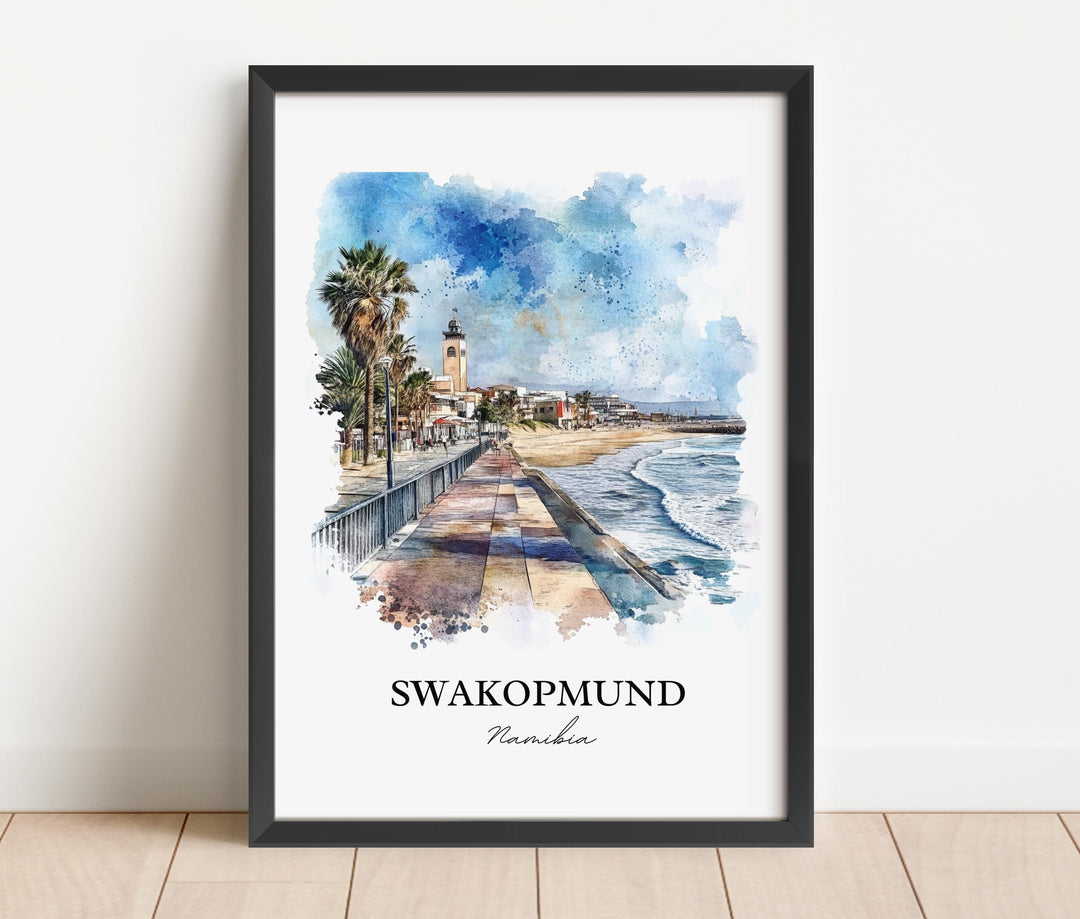 Swakopmund Wall Art, Namibia Print, Namibia Watercolor Art, Swakopmund Gift, Travel Print, Travel Poster, Housewarming Gift