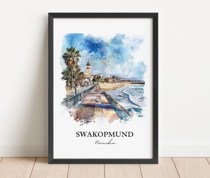 Swakopmund Wall Art, Namibia Print, Namibia Watercolor Art, Swakopmund Gift, Travel Print, Travel Poster, Housewarming Gift