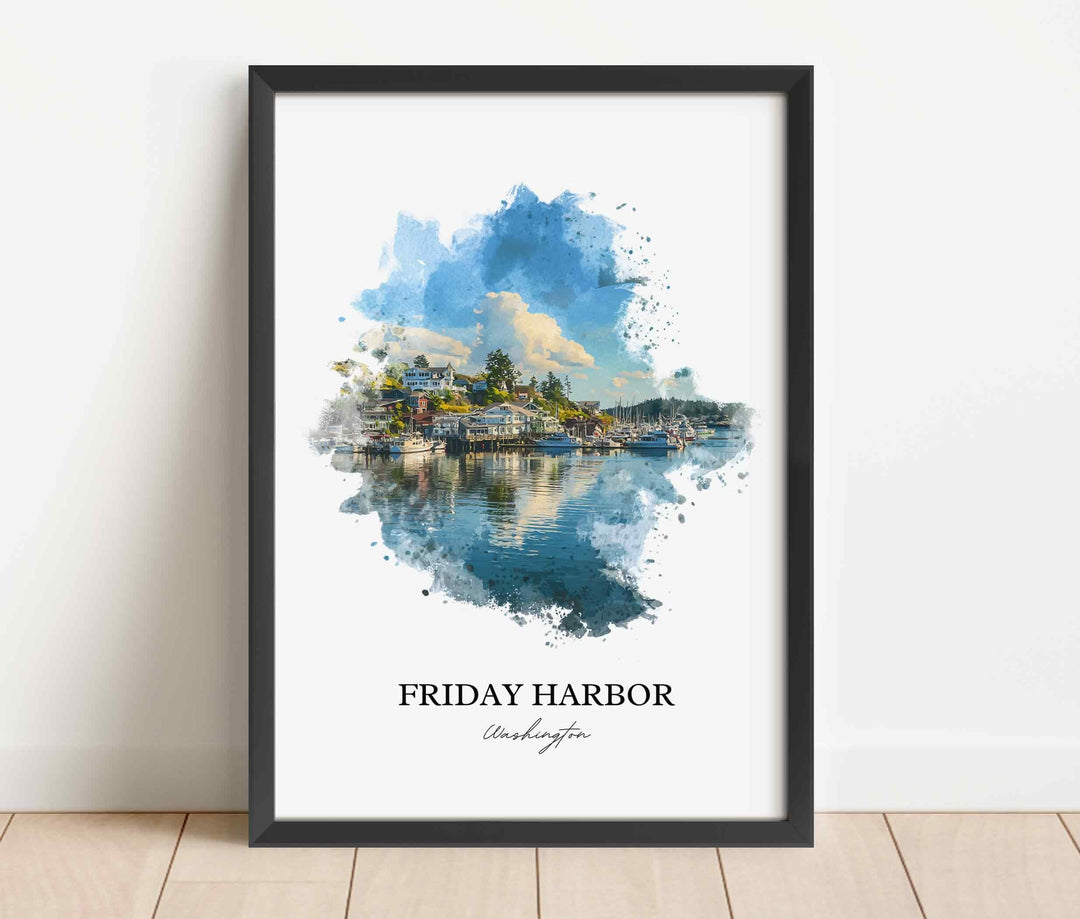 Friday Harbor, WA – Watercolor Art Print