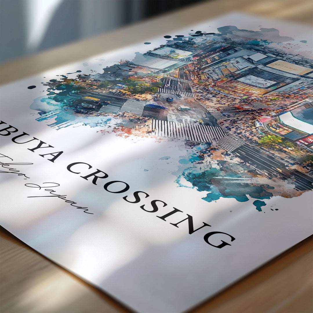 Shibuya Crossing Wall Art, Tokyo Japan Print, Tokyo Watercolor Art, Shibuya Crossing Gift, Travel Print, Travel Poster, Housewarming Gift