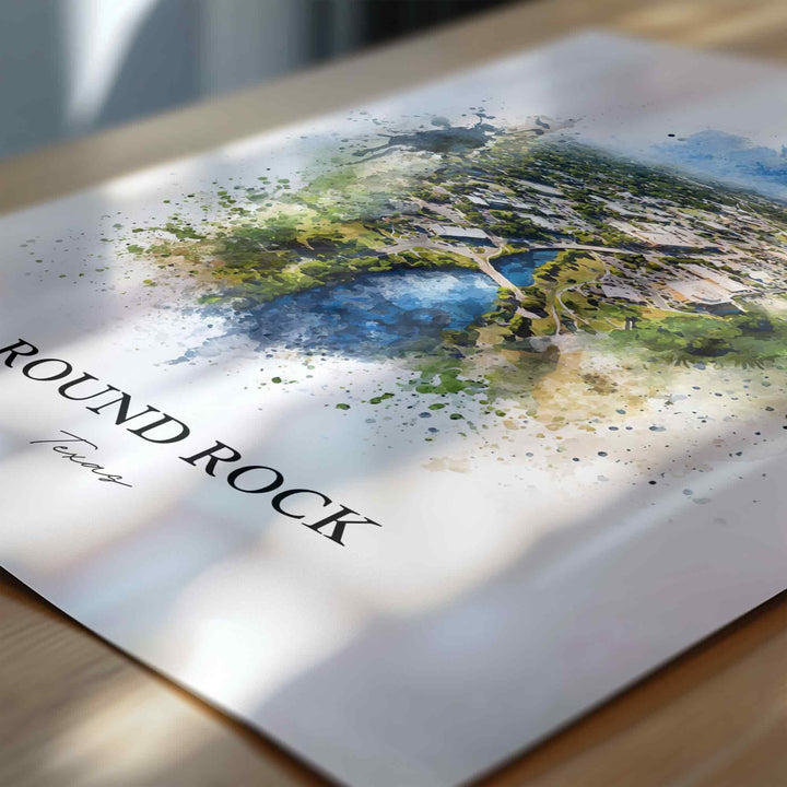Round Rock, Texas – Watercolor Art Print