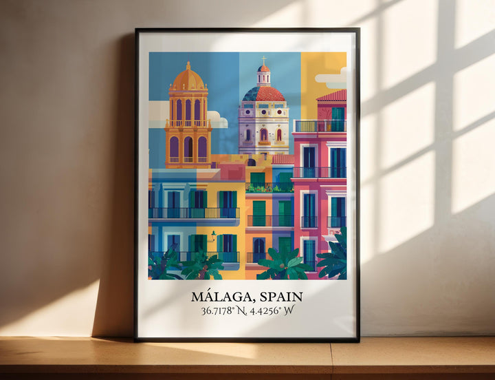 Málaga Spain Art, Málaga Retro Travel Art, Málaga Spain Home Decor, Spain Gift, Spain Travel Art, Travel Prints, Housewarming Gift