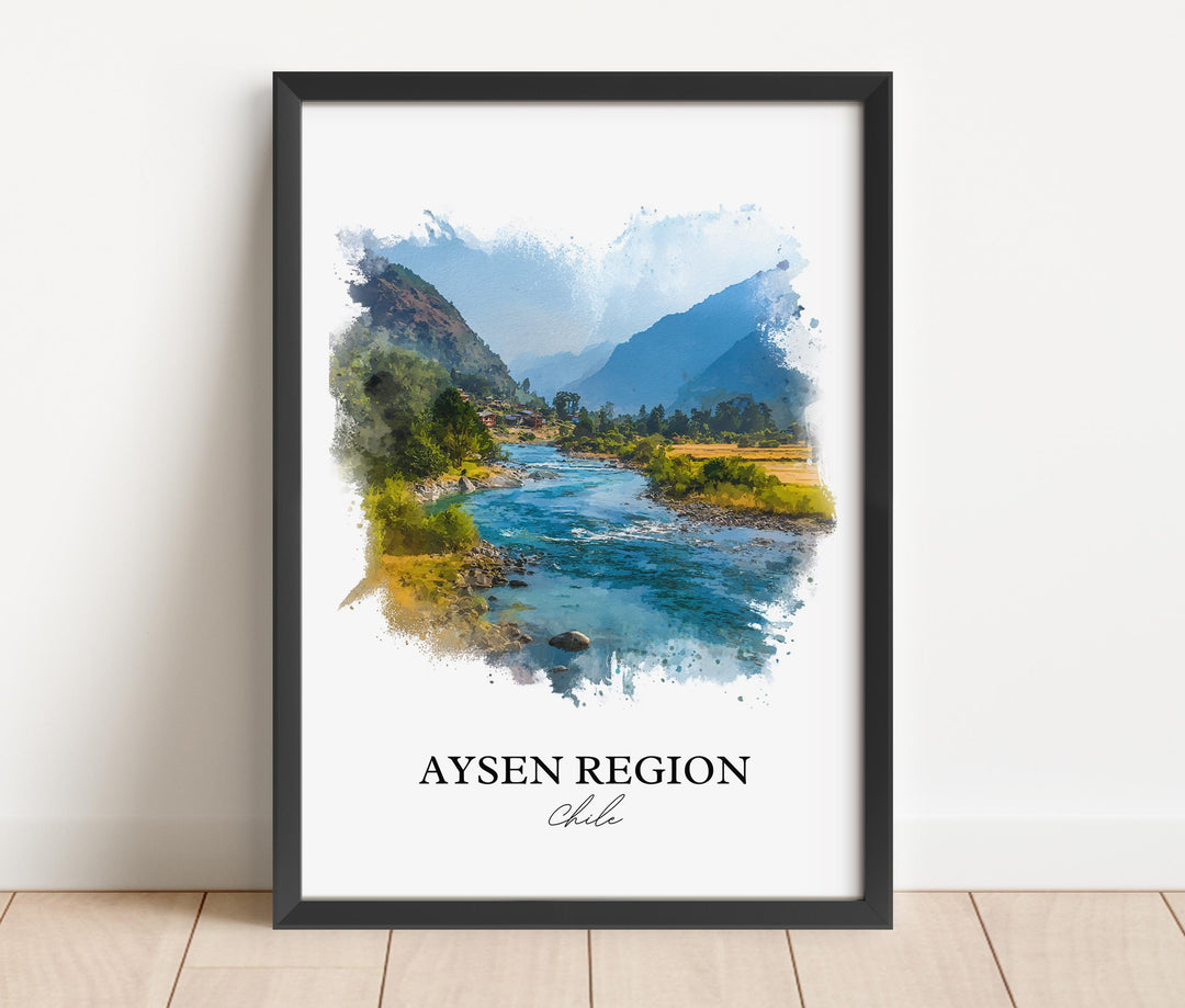 Aysen Region Wall Art, Aysen Region Print, Chile Watercolor Art, Chile Gift, Chile Travel Print, Travel Poster, Housewarming Gift