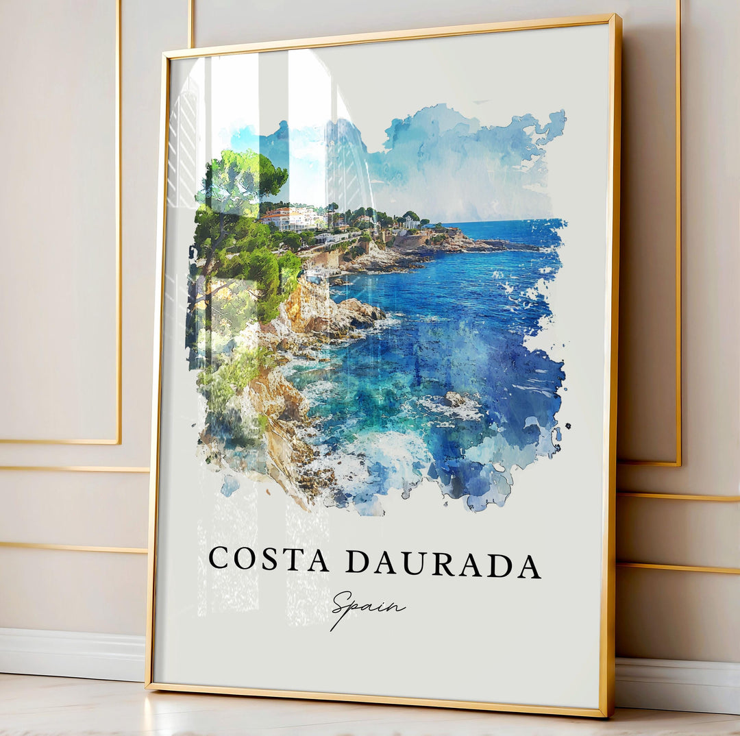 Costa Daurada Wall Art, Costa Daurada Print, Catalonia Watercolor Art, Catalonia Region Gift,