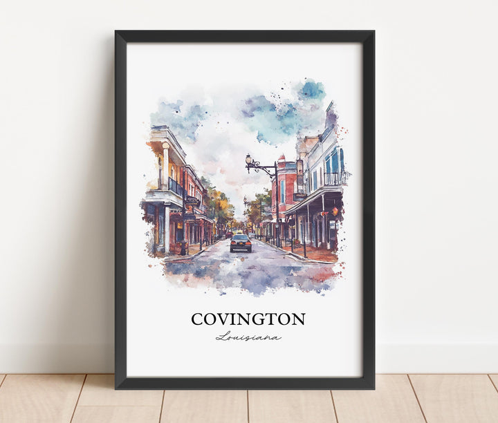 Covington Louisiana Wall Art, Covington LA Print, Louisiana Watercolor Art, St. Tammany Gift, Travel Print, Travel Poster, Housewarming Gift