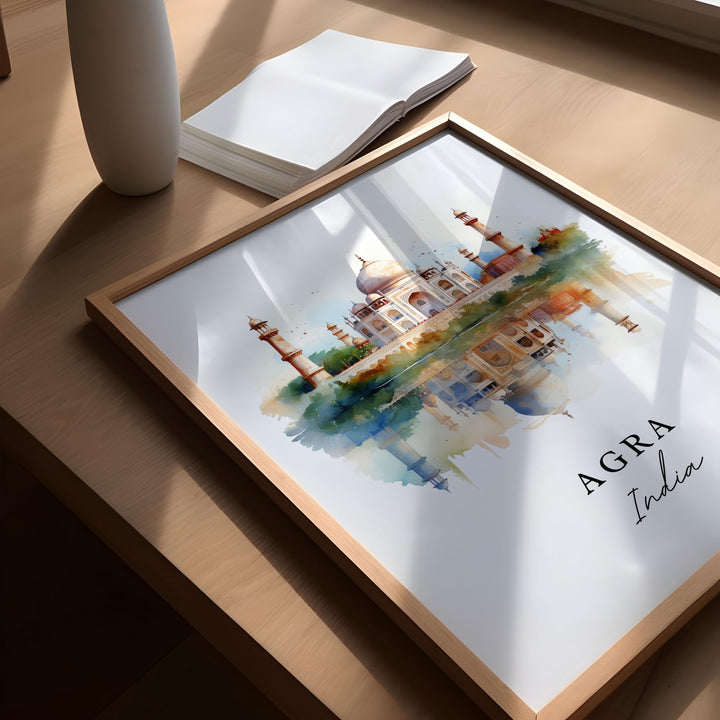Agra India wall art - India, Agra poster, Agra India Wedding gift, Uttar Pradesh Birthday present, Custom Text, Personalized Gift