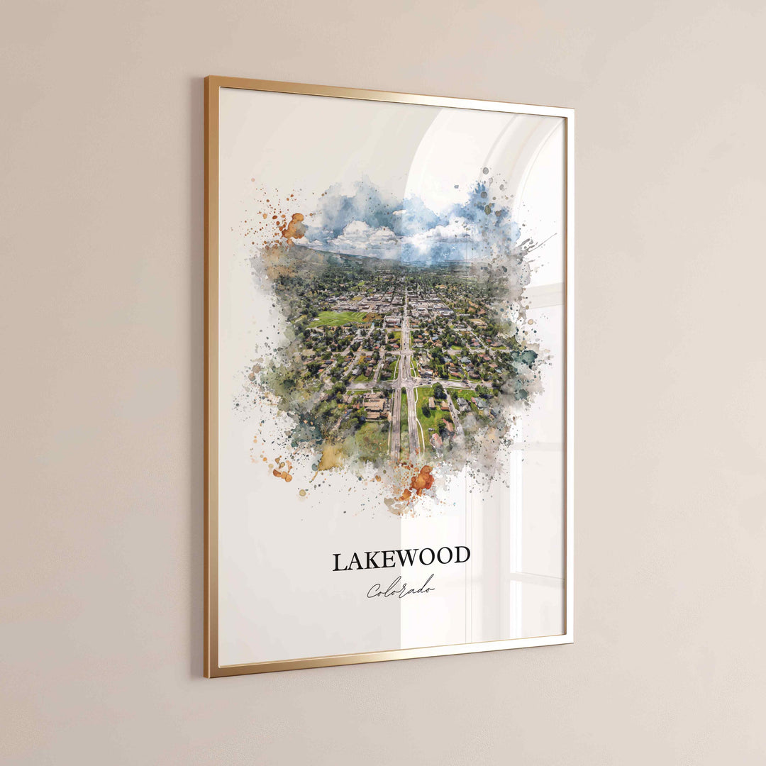 Lakewood CO Wall Art, Lakewood Print, Colorado Watercolor Art, Jefferson County CO Gift, Travel Print, Travel Poster, Housewarming Gift