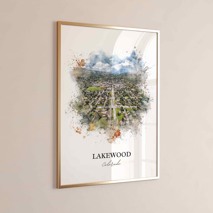 Lakewood CO Wall Art, Lakewood Print, Colorado Watercolor Art, Jefferson County CO Gift, Travel Print, Travel Poster, Housewarming Gift
