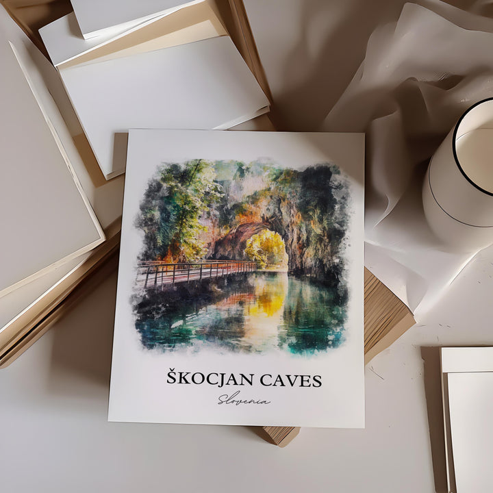 Skocjan Caves Wall Art, Divaca Print, Slovenia Watercolor Art, Skocjan Caves Gift, Travel Print, Travel Poster, Housewarming Gift