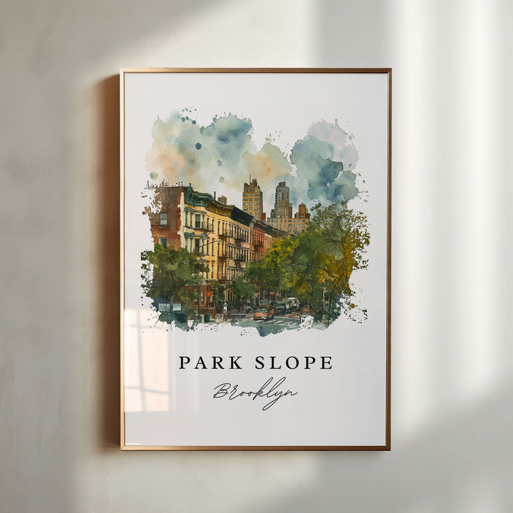 Park Slope NYC travel art - Brooklyn, Park Slope print, Park Slope Wedding gift, Birthday present, Custom Text, Perfect Gift