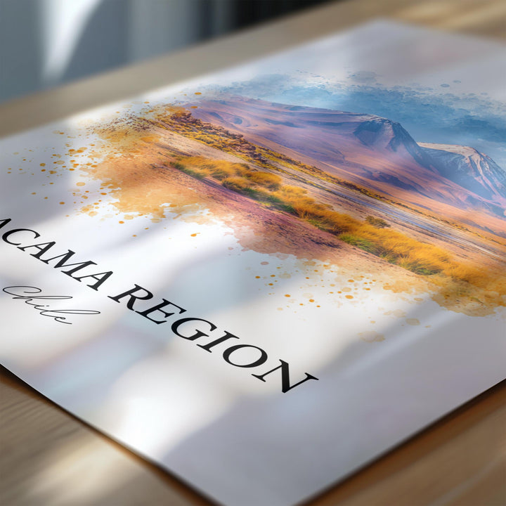 Atacama Region Wall Art, Atacama Print, Atacama Watercolor Art, Atacama Chile Gift, Chile Travel Print, Travel Poster, Housewarming Gift