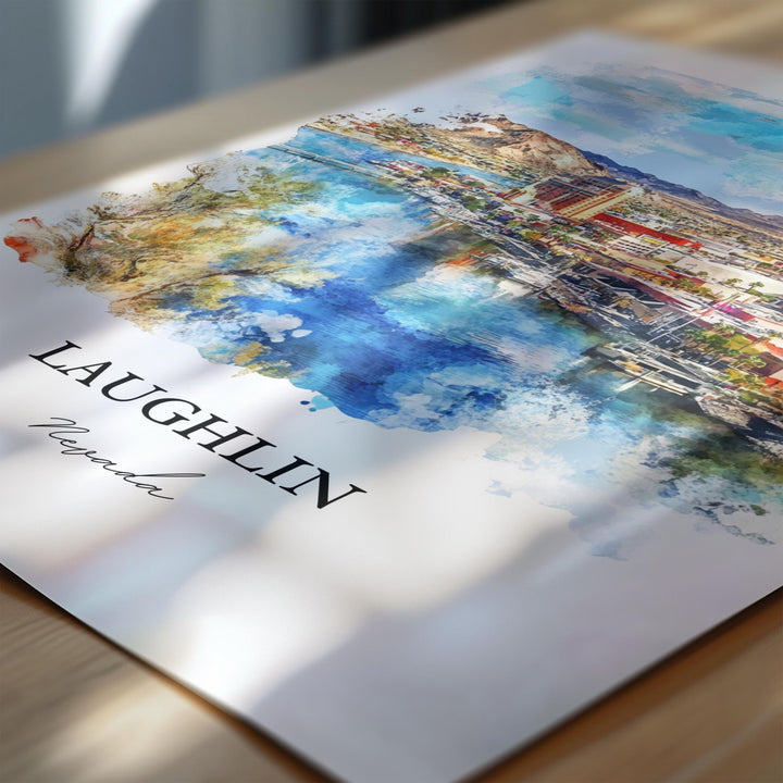 Laughlin NV Wall Art, Clark County Nevada Print, Nevada Watercolor Art, Laughlin Nevada Gift, Travel Print, Travel Poster, Housewarming Gift