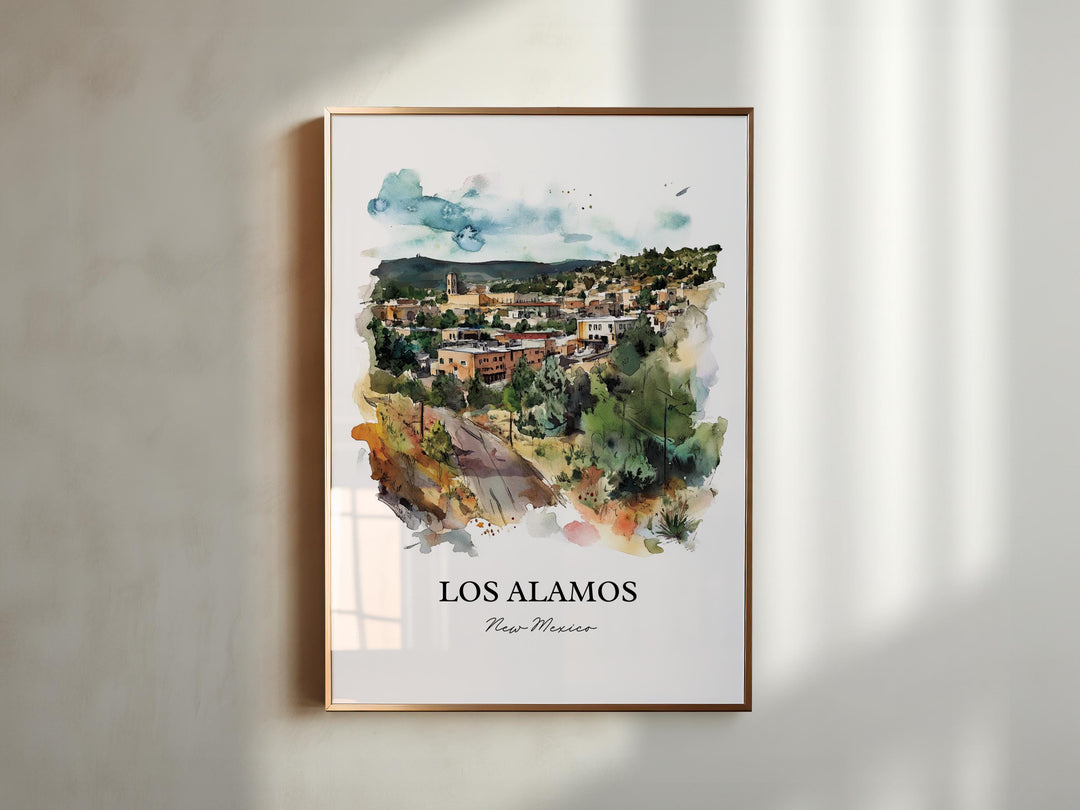 Los Alamos NM Wall Art, New Mexico Print, New Mexico Watercolor Art, Los Alamos NM Gift, Travel Print, Travel Poster, Housewarming Gift