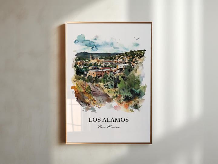 Los Alamos NM Wall Art, New Mexico Print, New Mexico Watercolor Art, Los Alamos NM Gift, Travel Print, Travel Poster, Housewarming Gift