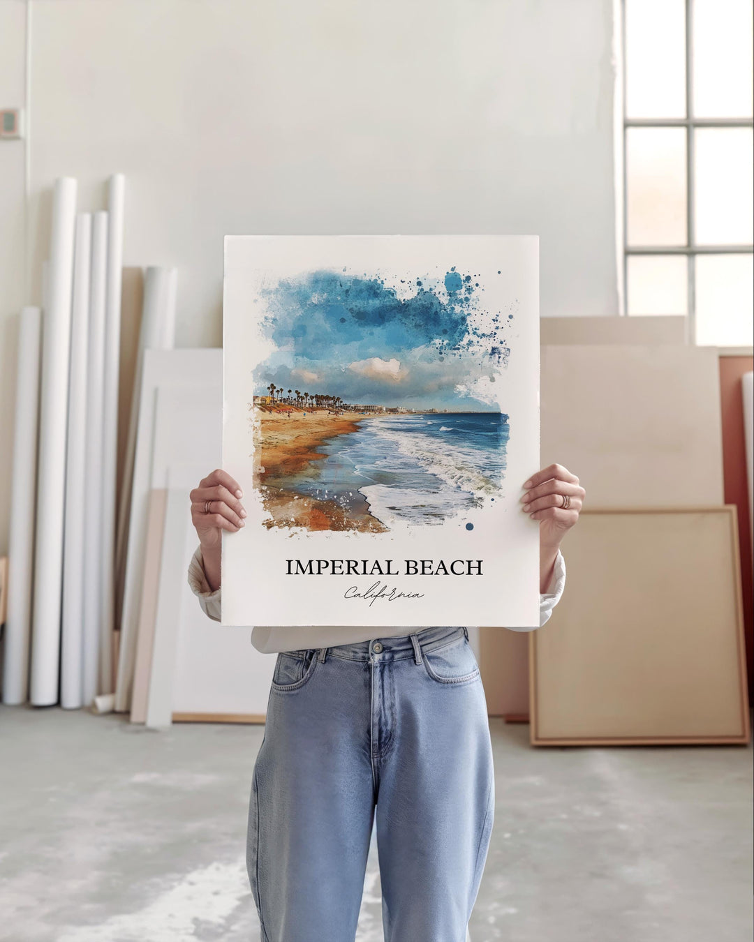 Imperial Beach CA Wall Art, San Diego Print, SoCal Watercolor Art, Imperial Beach Gift, Travel Print, Travel Poster, Housewarming Gift