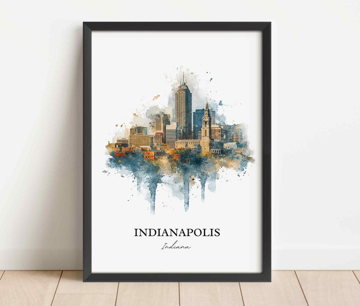 Indianapolis Wall Art, Indianapolis Print, Indy Watercolor Art, Indiana Gift, Travel Print, Travel Poster, Housewarming Gift