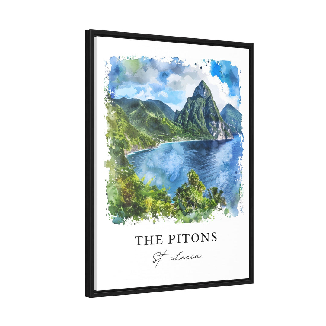 The Pitons St. Lucia Wall Art, Pitons Print, Saint Lucia Watercolor, St Lucia Gift,