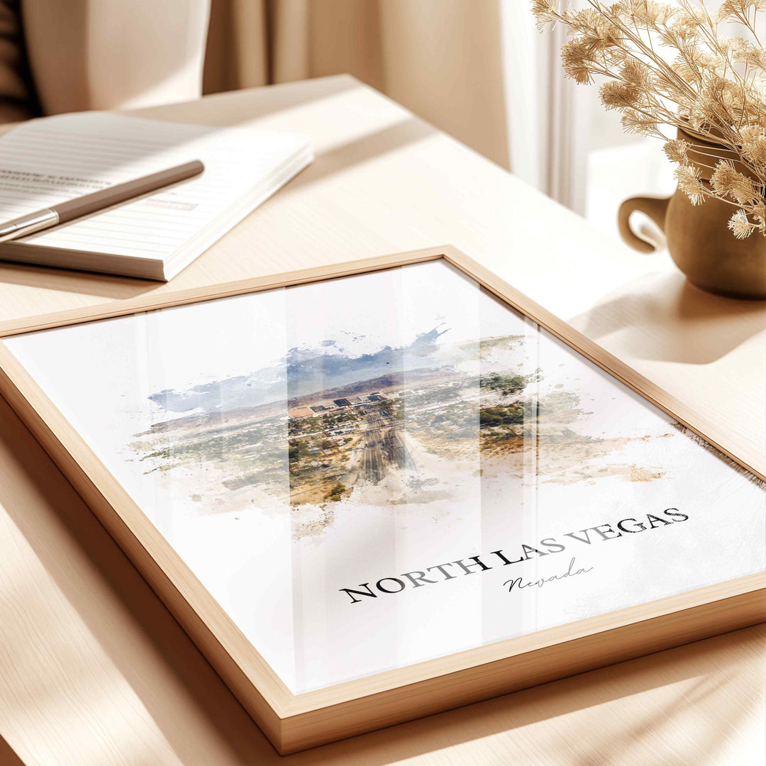 North Las Vegas Wall Art, Las Vegas Print, Nevada Watercolor Art, North Las Vegas Gift, Travel Print, Travel Poster, Housewarming Gift