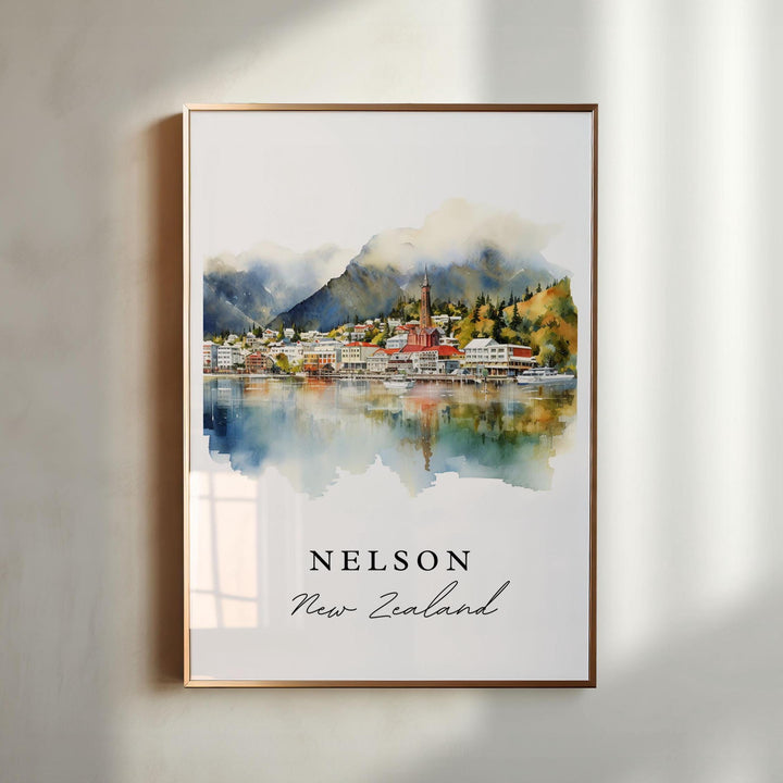 Nelson New Zealand art - New Zealand, Nelson poster, Nelson NZ Wedding gift, Birthday present, Custom Text, Personalized Gift