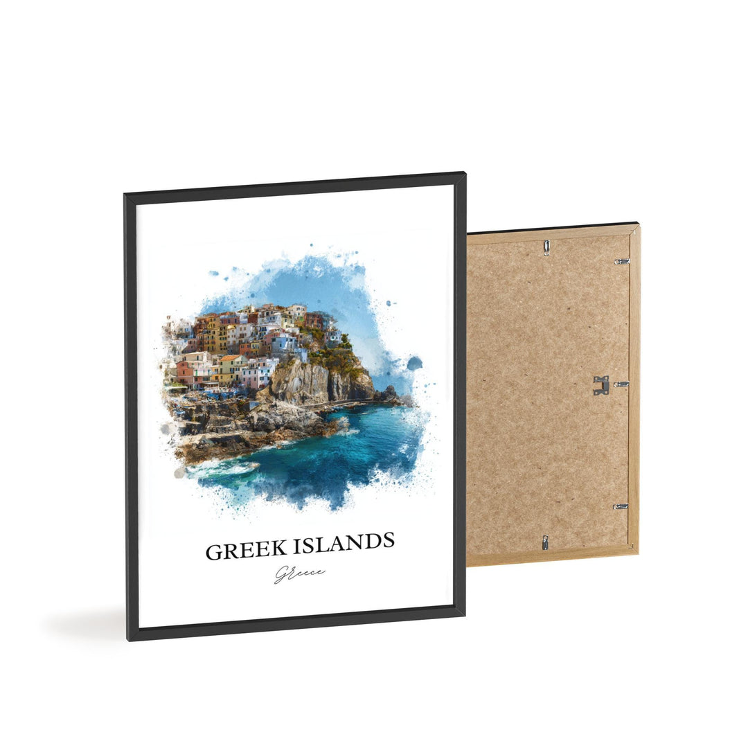 Greek Islands Wall Art, Greece Art, Greece Watercolor Art, Greek Islands Gift, Greek Islands Travel Print, Travel Poster, Housewarming Gift