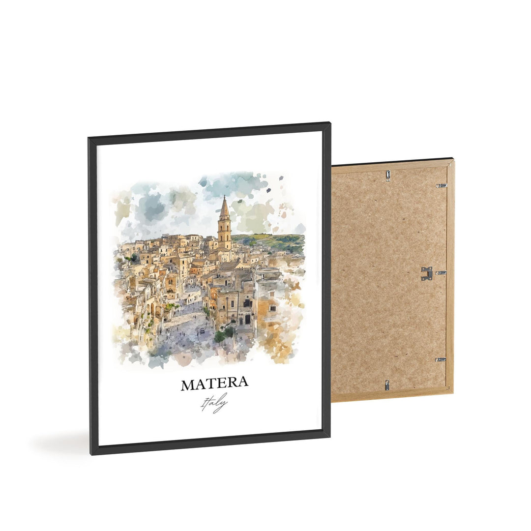 Matera Italy Wall Art, Basilicata Print, Italy Watercolor Art, Matera Italy Gift, Travel Print, Travel Poster, Housewarming Gift