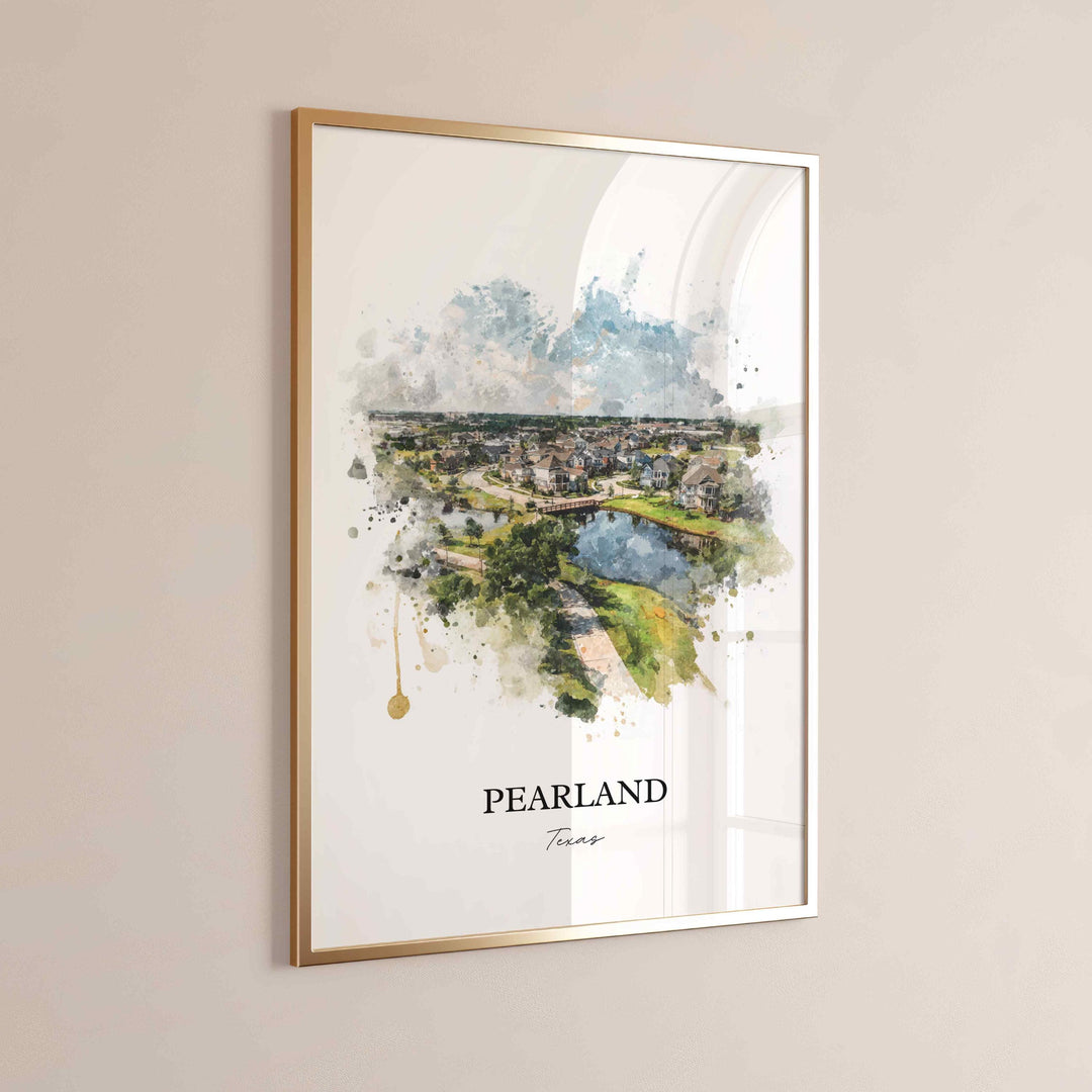 Pearland, Texas – Watercolor Art Print