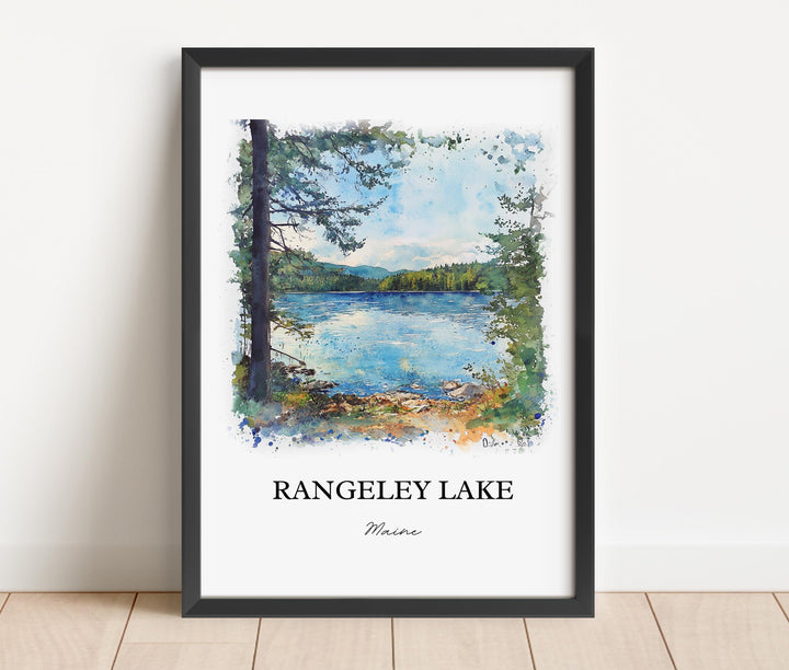 Rangeley Lake Wall Art, Franklin County ME Print, Maine Watercolor Art, Rangeley Lake Gift, Travel Print, Travel Poster, Housewarming Gift